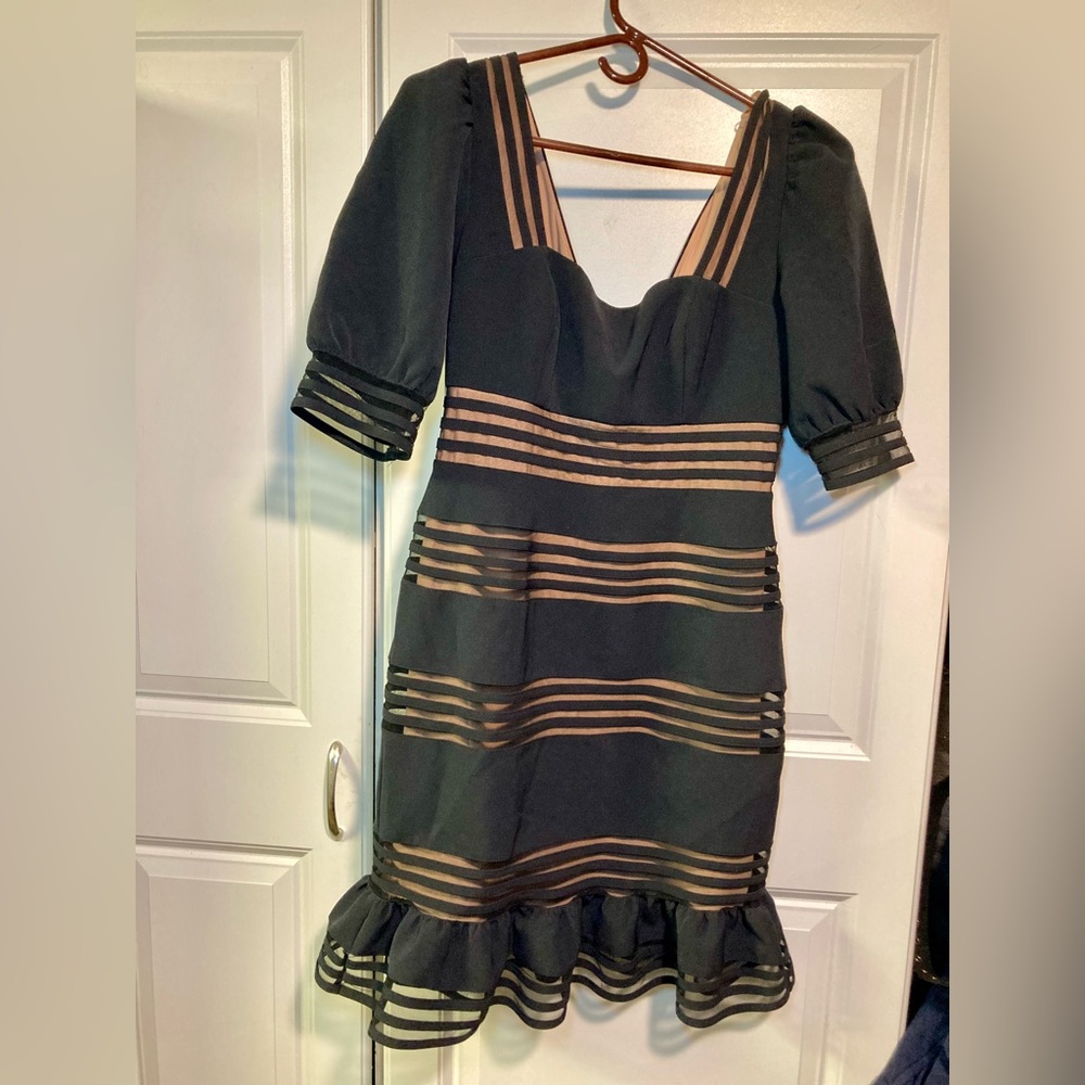 NWT BCBGMazAzris Black & Nude Dress (size 6)